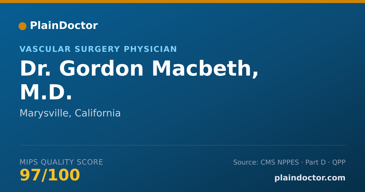 Shareable card for Gordon Macbeth, M.D. - Vascular Surgery Physician, Marysville, CA
