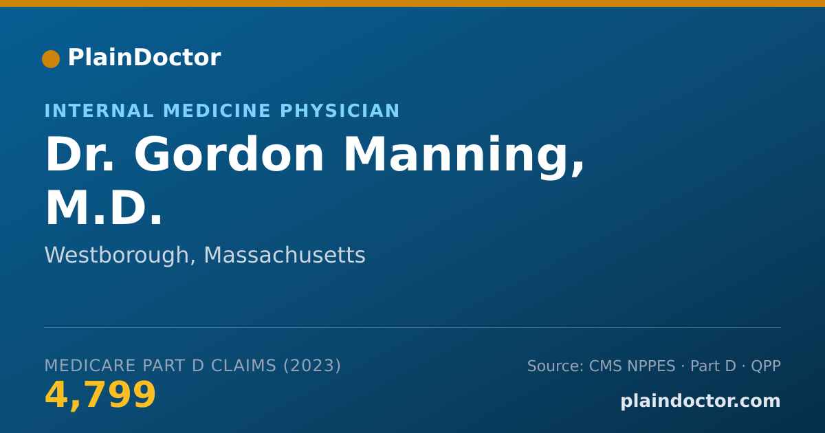 Shareable card for Gordon Manning, M.D. - Internal Medicine Physician, Westborough, MA