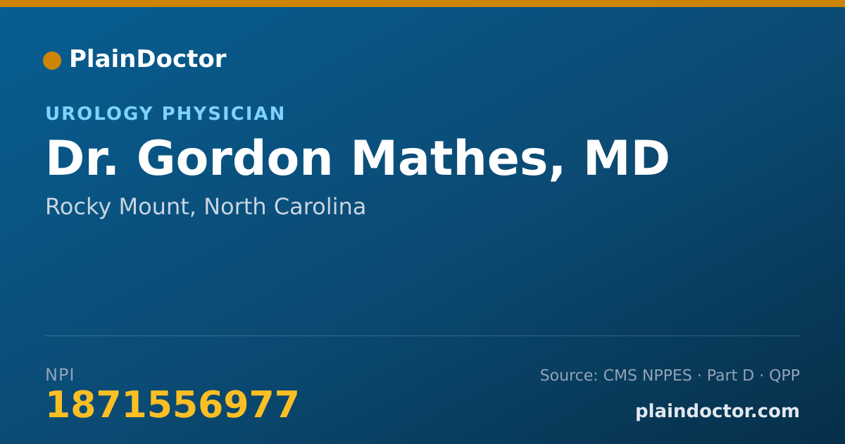 Shareable card for Gordon Mathes, MD - Urology Physician, Rocky Mount, NC