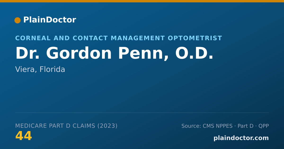 Shareable card for Gordon Penn, O.D. - Corneal and Contact Management Optometrist, Viera, FL