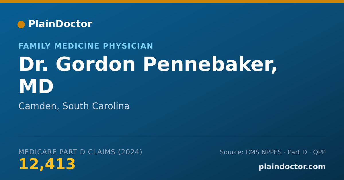 Shareable card for Gordon Pennebaker, MD - Family Medicine Physician, Camden, SC