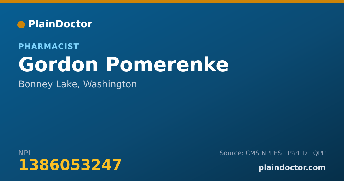 Shareable card for Gordon Pomerenke - Pharmacist, Bonney Lake, WA