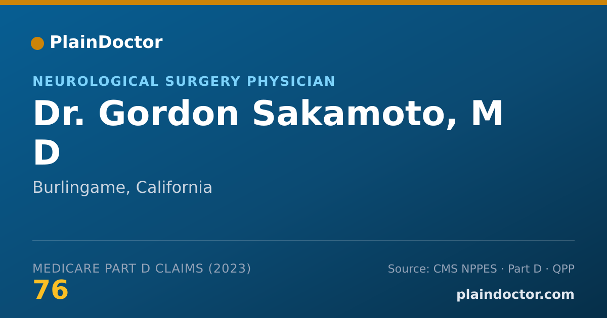 Shareable card for Gordon Sakamoto, M D - Neurological Surgery Physician, Burlingame, CA