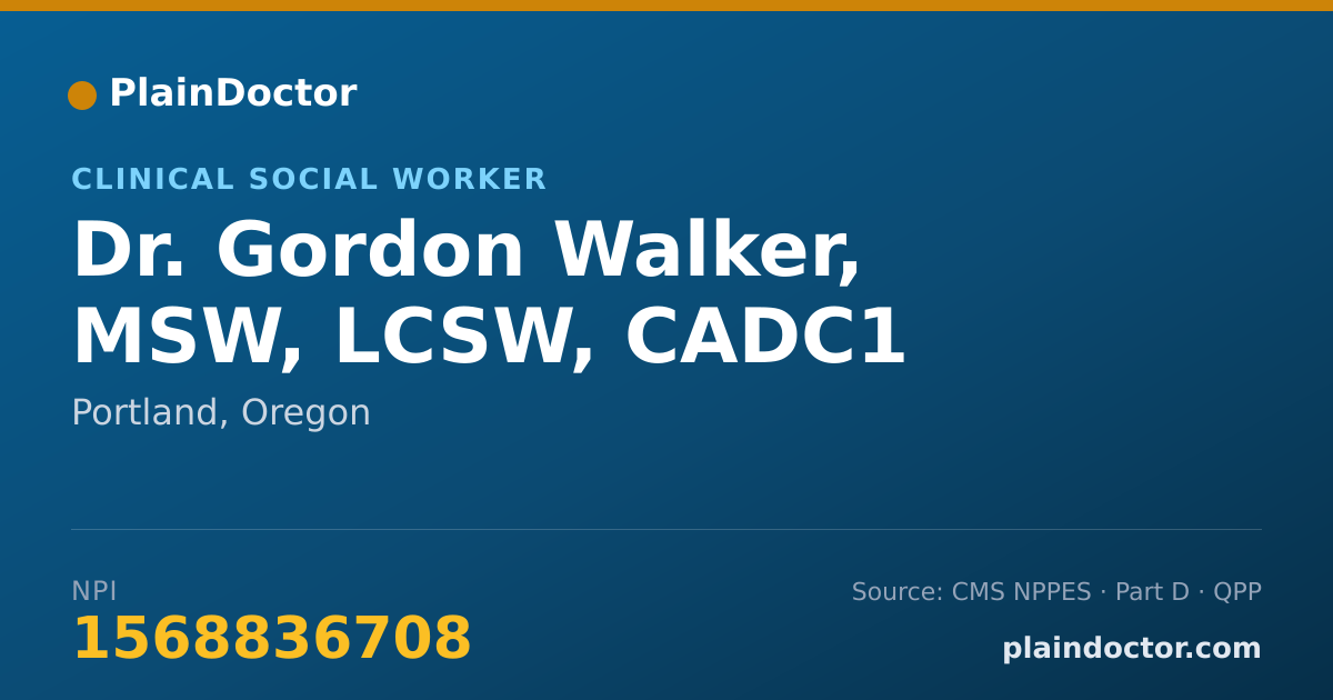 Shareable card for Gordon Walker, MSW, LCSW, CADC1 - Clinical Social Worker, Portland, OR