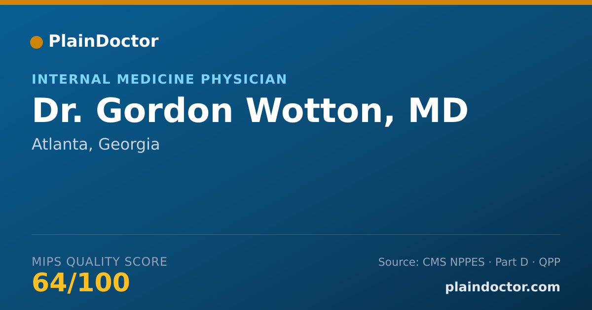 Shareable card for Gordon Wotton, MD - Internal Medicine Physician, Atlanta, GA