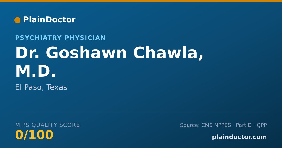 Shareable card for Goshawn Chawla, M.D. - Psychiatry Physician, El Paso, TX