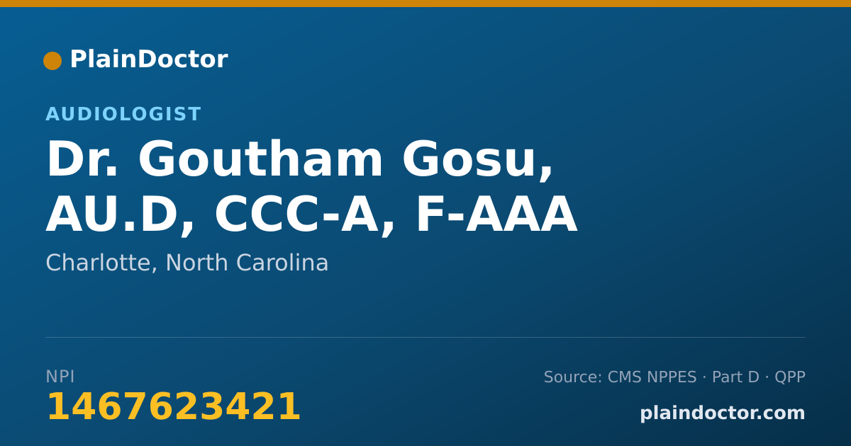 Shareable card for Goutham Gosu, AU.D, CCC-A, F-AAA - Audiologist, Charlotte, NC