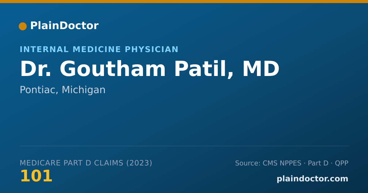 Shareable card for Goutham Patil, MD - Internal Medicine Physician, Pontiac, MI