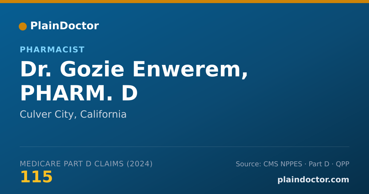Shareable card for Gozie Enwerem, PHARM. D - Pharmacist, Culver City, CA