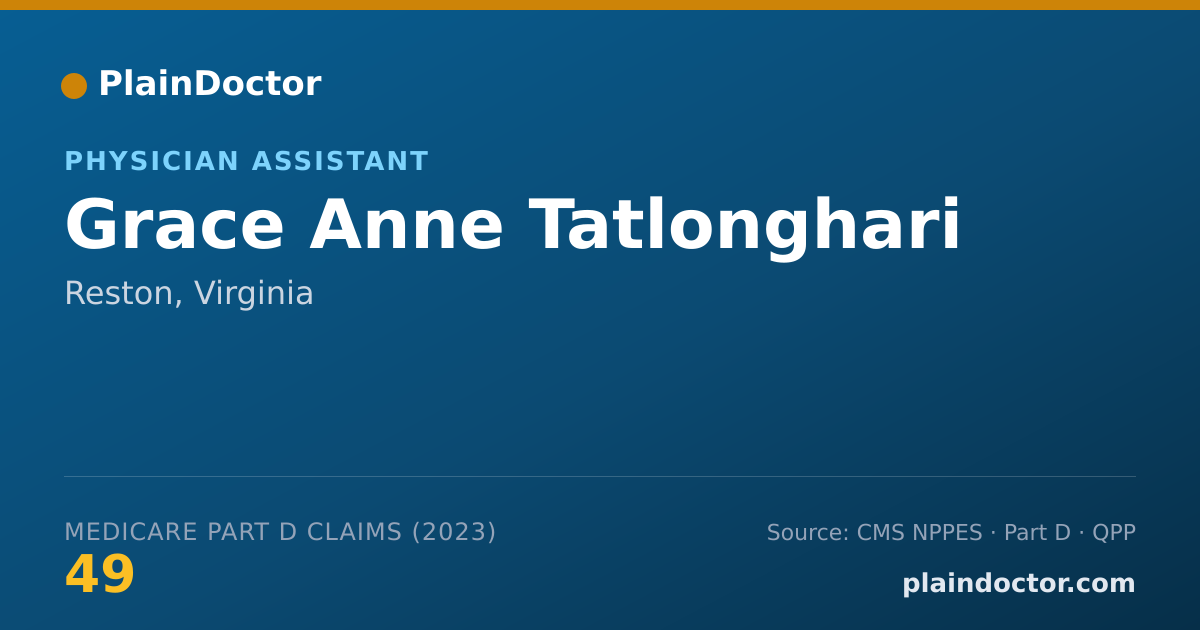 Shareable card for Grace Anne Tatlonghari - Physician Assistant, Reston, VA