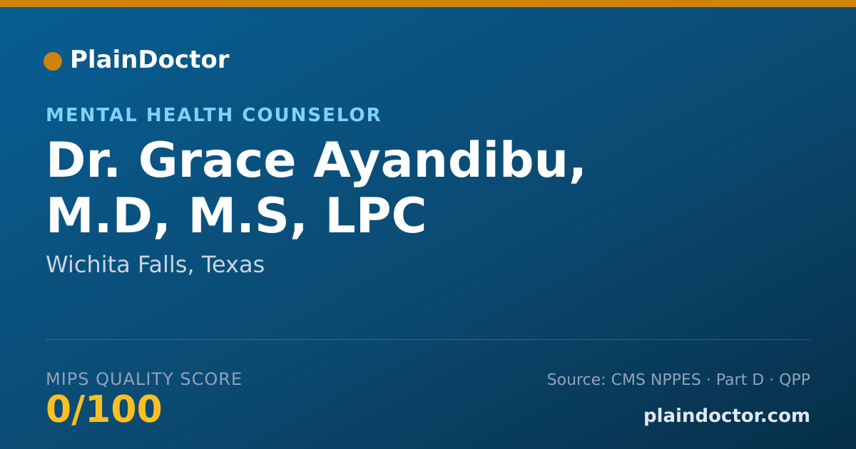 Shareable card for Grace Ayandibu, M.D, M.S, LPC - Mental Health Counselor, Wichita Falls, TX