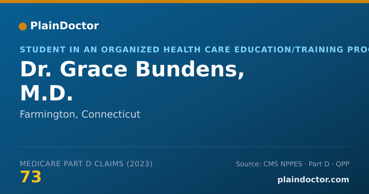 Shareable card for Grace Bundens, M.D. - Student in an Organized Health Care Education/Training Program, Farmington, CT