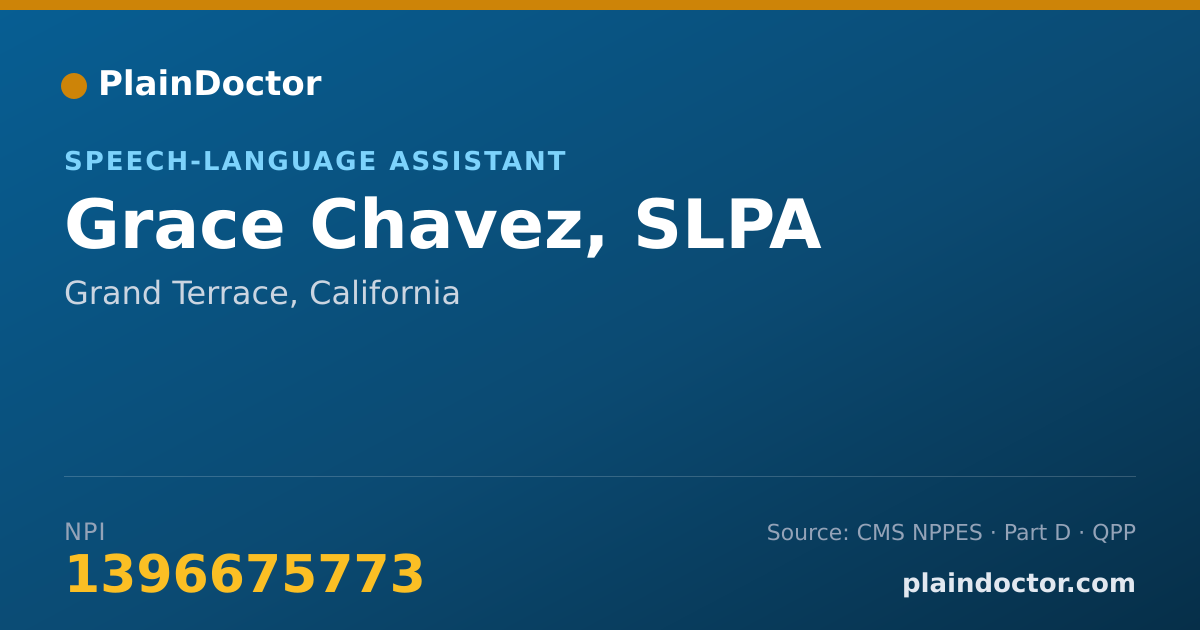 Shareable card for Grace Chavez, SLPA - Speech-Language Assistant, Grand Terrace, CA