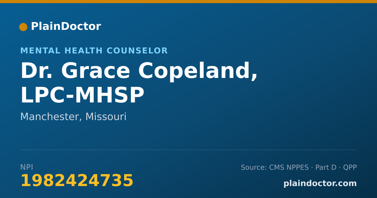 Shareable card for Grace Copeland, LPC-MHSP - Mental Health Counselor, Manchester, MO