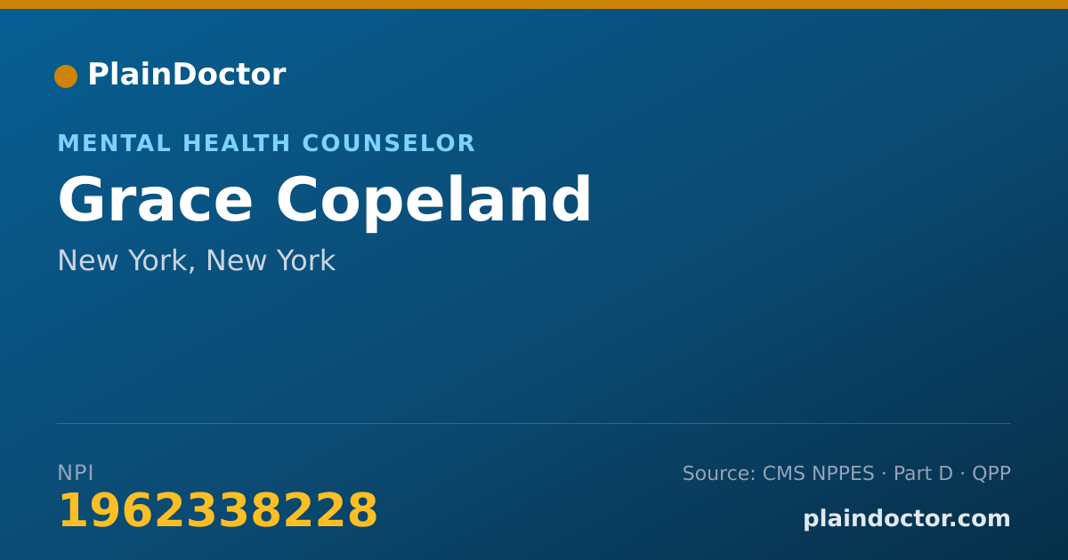 Shareable card for Grace Copeland - Mental Health Counselor, New York, NY