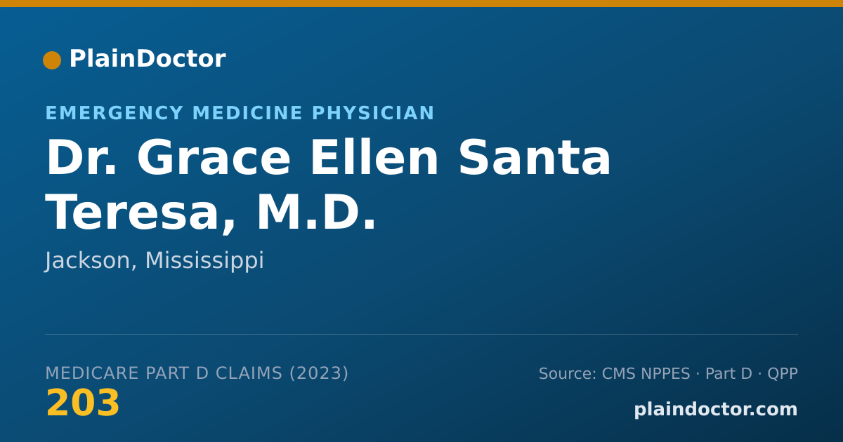Shareable card for Grace Ellen Santa Teresa, M.D. - Emergency Medicine Physician, Jackson, MS