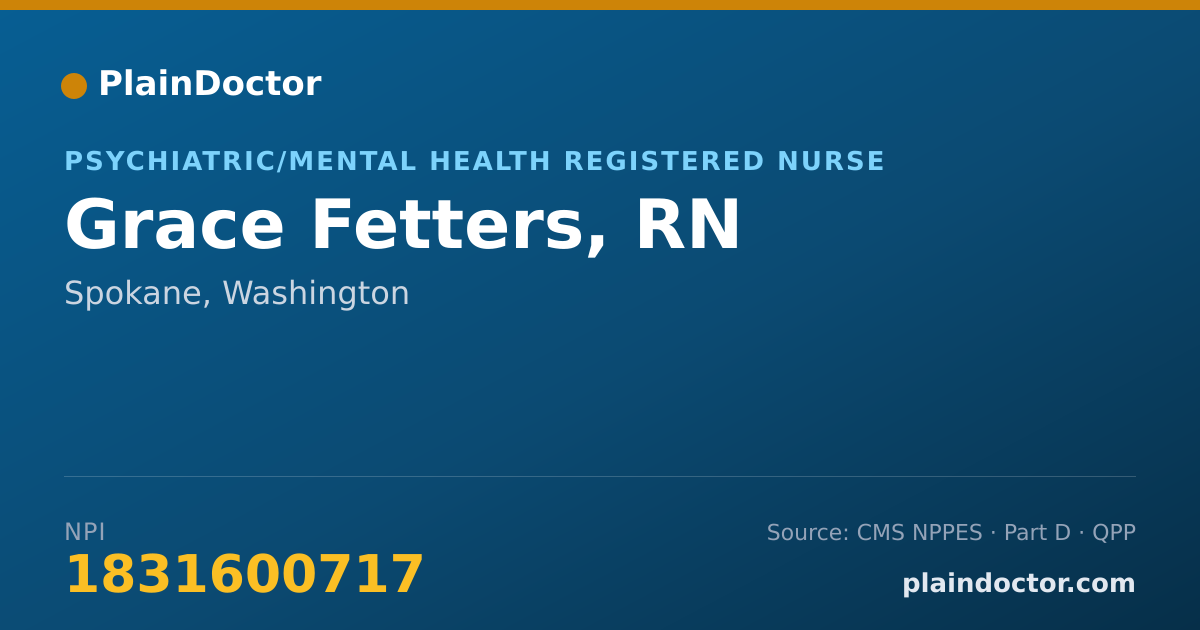 Shareable card for Grace Fetters, RN - Psychiatric/Mental Health Registered Nurse, Spokane, WA