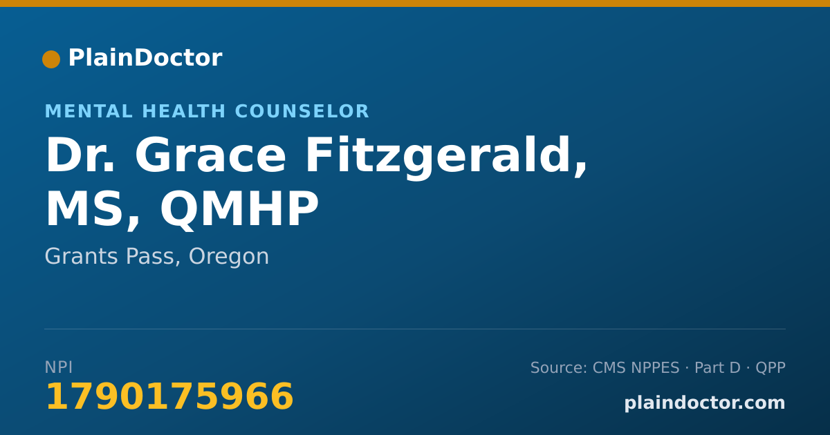 Shareable card for Grace Fitzgerald, MS, QMHP - Mental Health Counselor, Grants Pass, OR