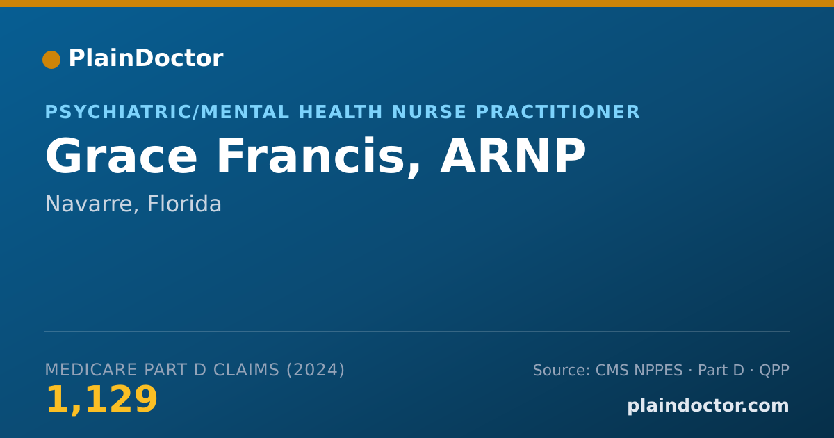 Shareable card for Grace Francis, ARNP - Psychiatric/Mental Health Nurse Practitioner, Navarre, FL