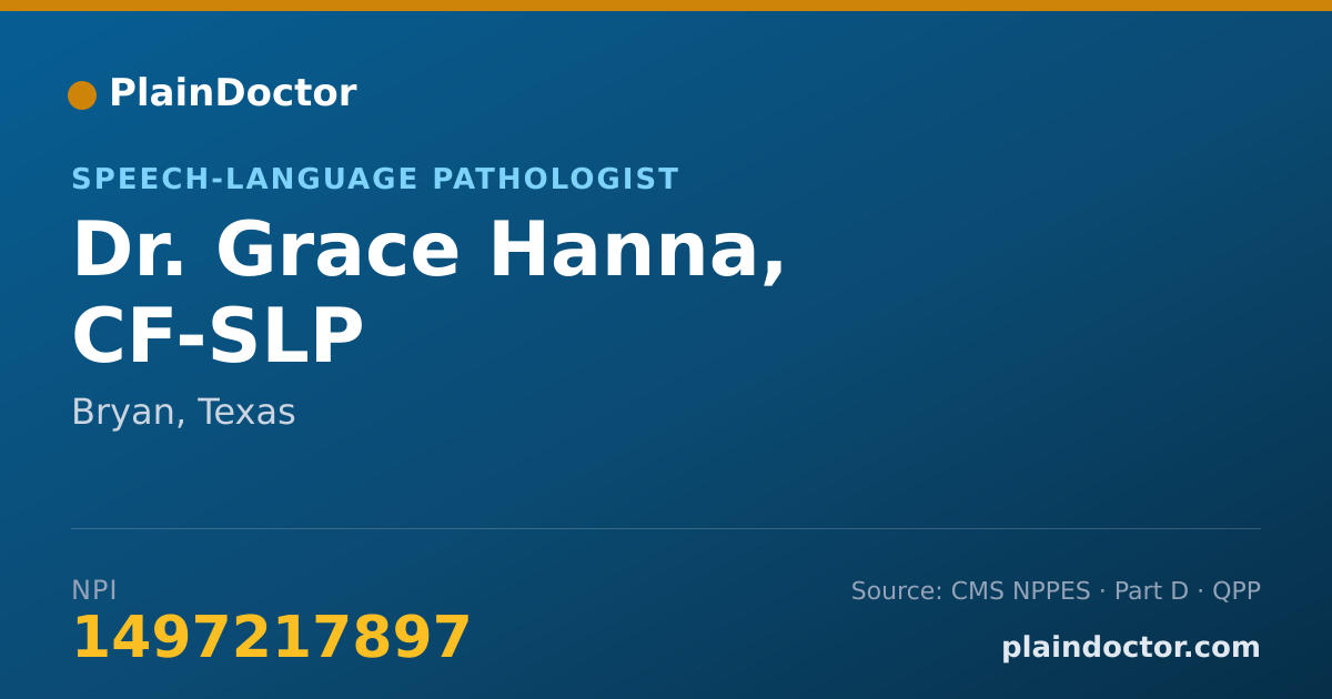 Shareable card for Grace Hanna, CF-SLP - Speech-Language Pathologist, Bryan, TX