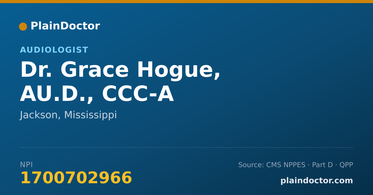 Shareable card for Grace Hogue, AU.D., CCC-A - Audiologist, Jackson, MS