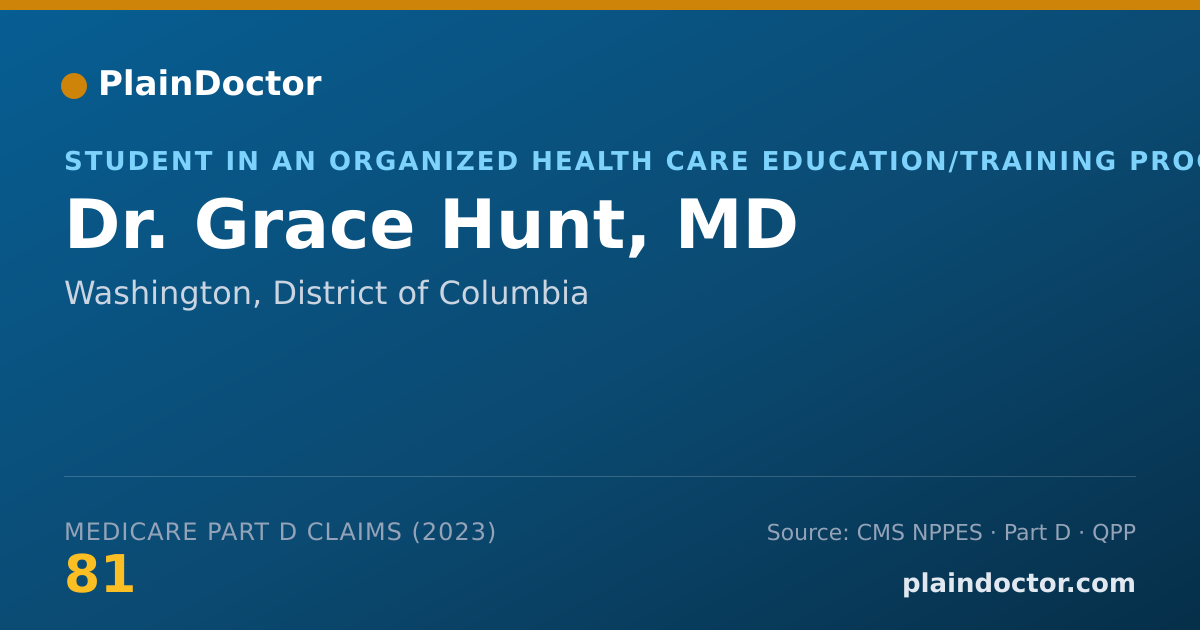 Shareable card for Grace Hunt, MD - Student in an Organized Health Care Education/Training Program, Washington, DC