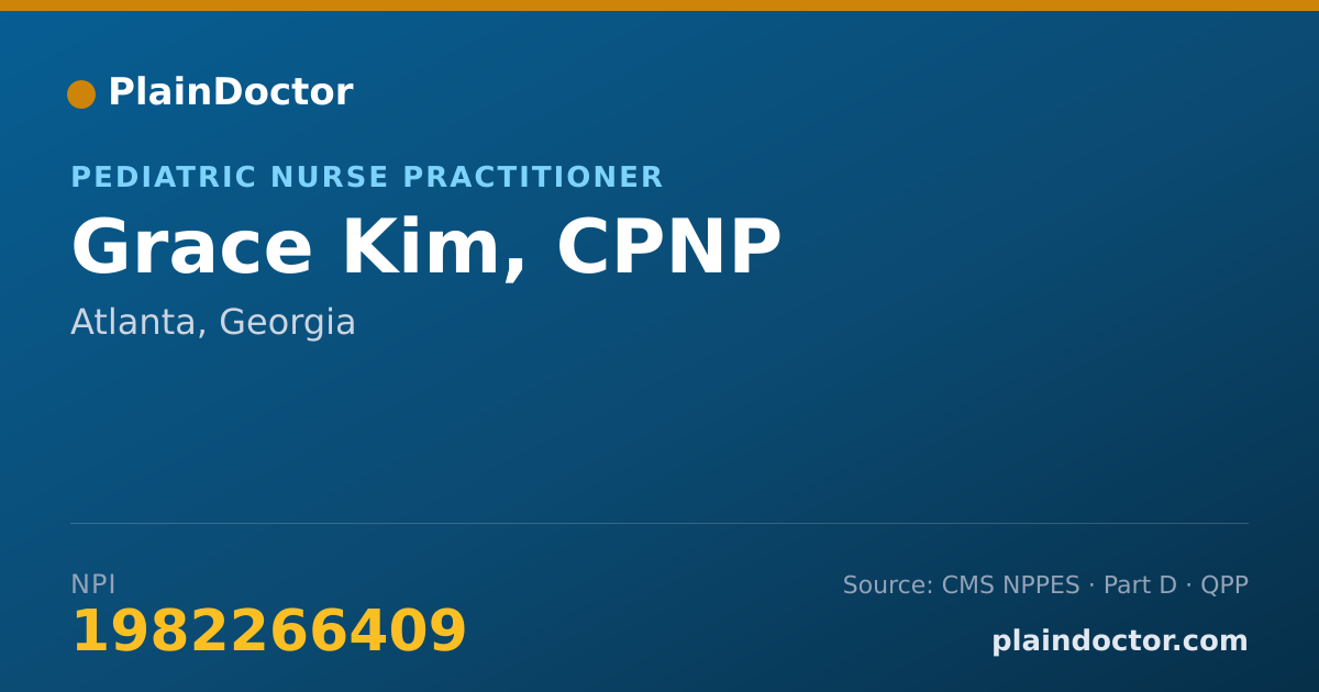 Shareable card for Grace Kim, CPNP - Pediatric Nurse Practitioner, Atlanta, GA