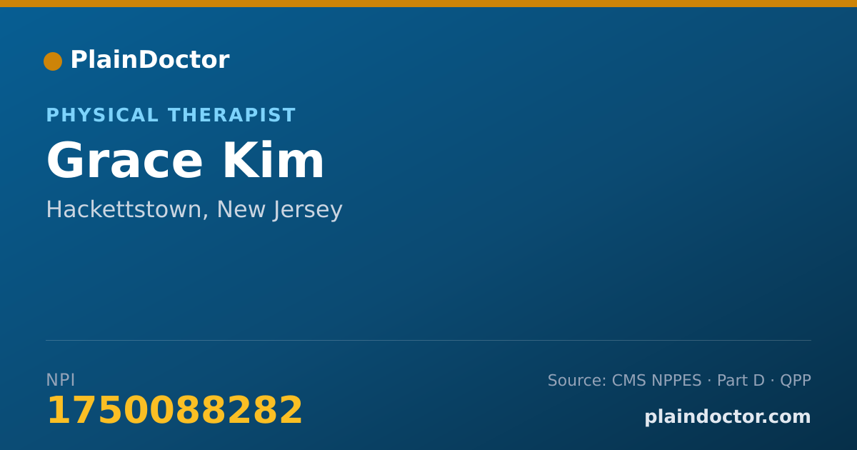 Shareable card for Grace Kim - Physical Therapist, Hackettstown, NJ