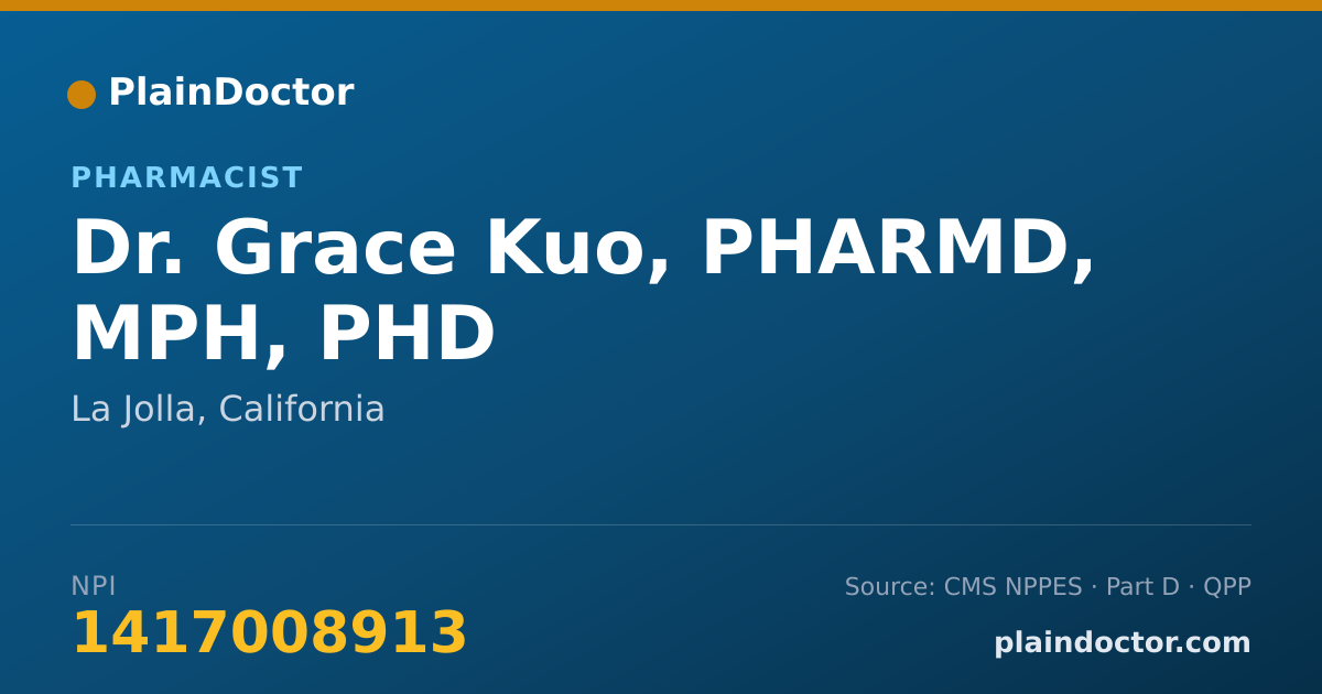Shareable card for Grace Kuo, PHARMD, MPH, PHD - Pharmacist, La Jolla, CA