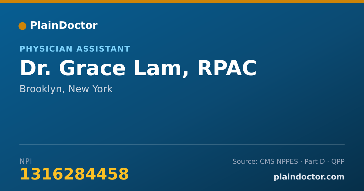 Shareable card for Grace Lam, RPAC - Physician Assistant, Brooklyn, NY