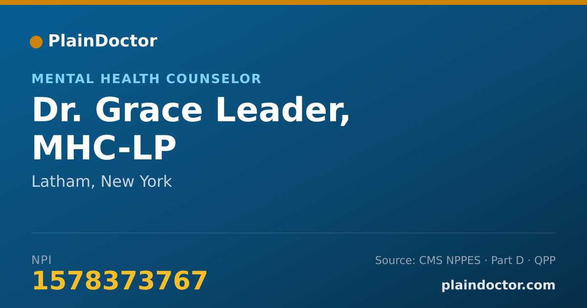 Shareable card for Grace Leader, MHC-LP - Mental Health Counselor, Latham, NY