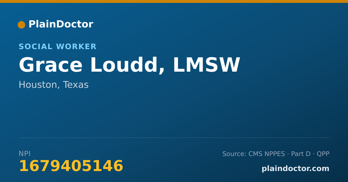 Shareable card for Grace Loudd, LMSW - Social Worker, Houston, TX