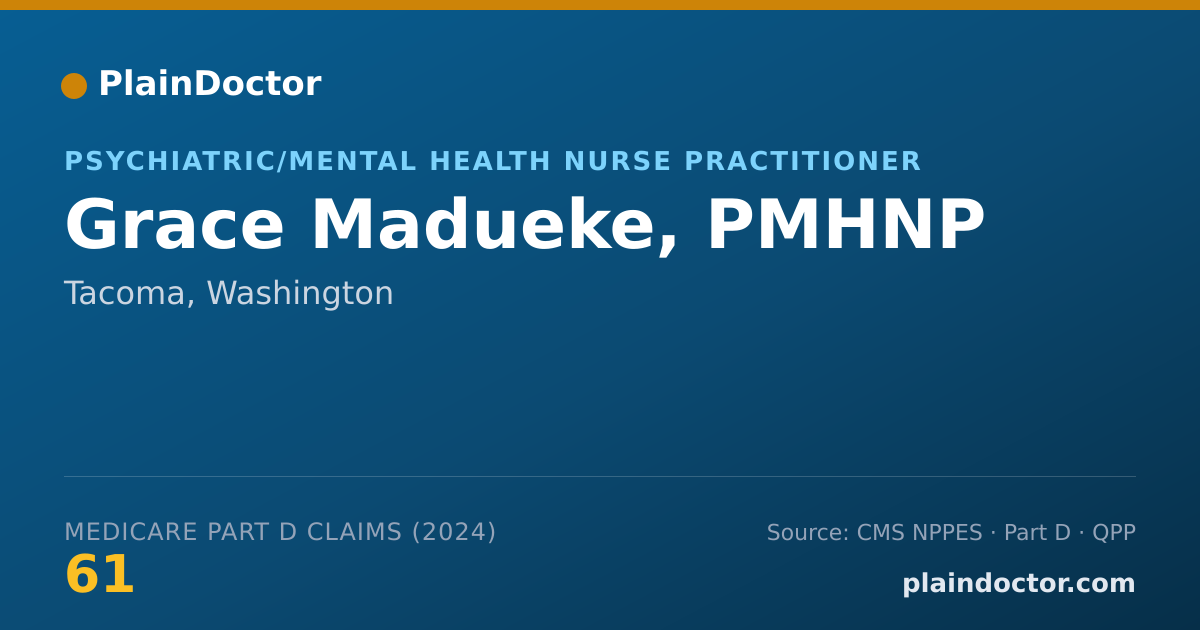 Shareable card for Grace Madueke, PMHNP - Psychiatric/Mental Health Nurse Practitioner, Tacoma, WA