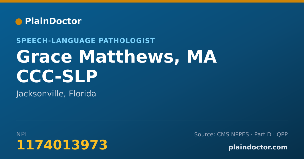 Shareable card for Grace Matthews, MA CCC-SLP - Speech-Language Pathologist, Jacksonville, FL