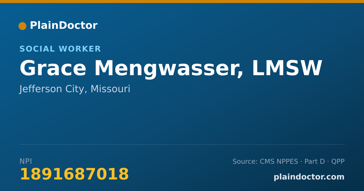 Shareable card for Grace Mengwasser, LMSW - Social Worker, Jefferson City, MO