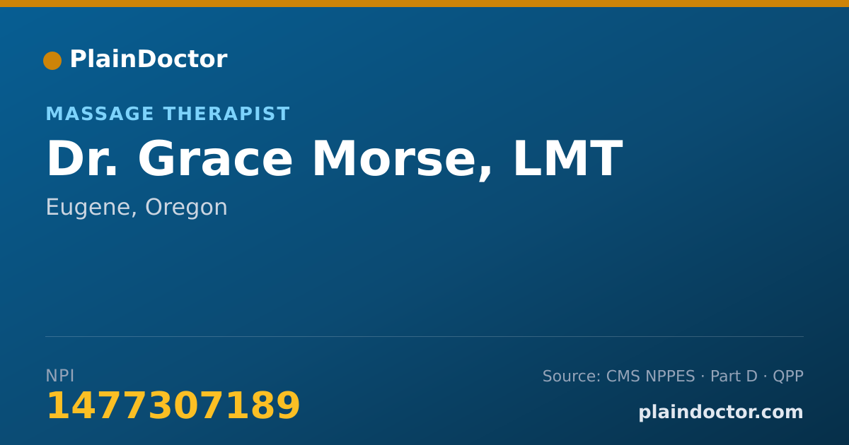 Shareable card for Grace Morse, LMT - Massage Therapist, Eugene, OR