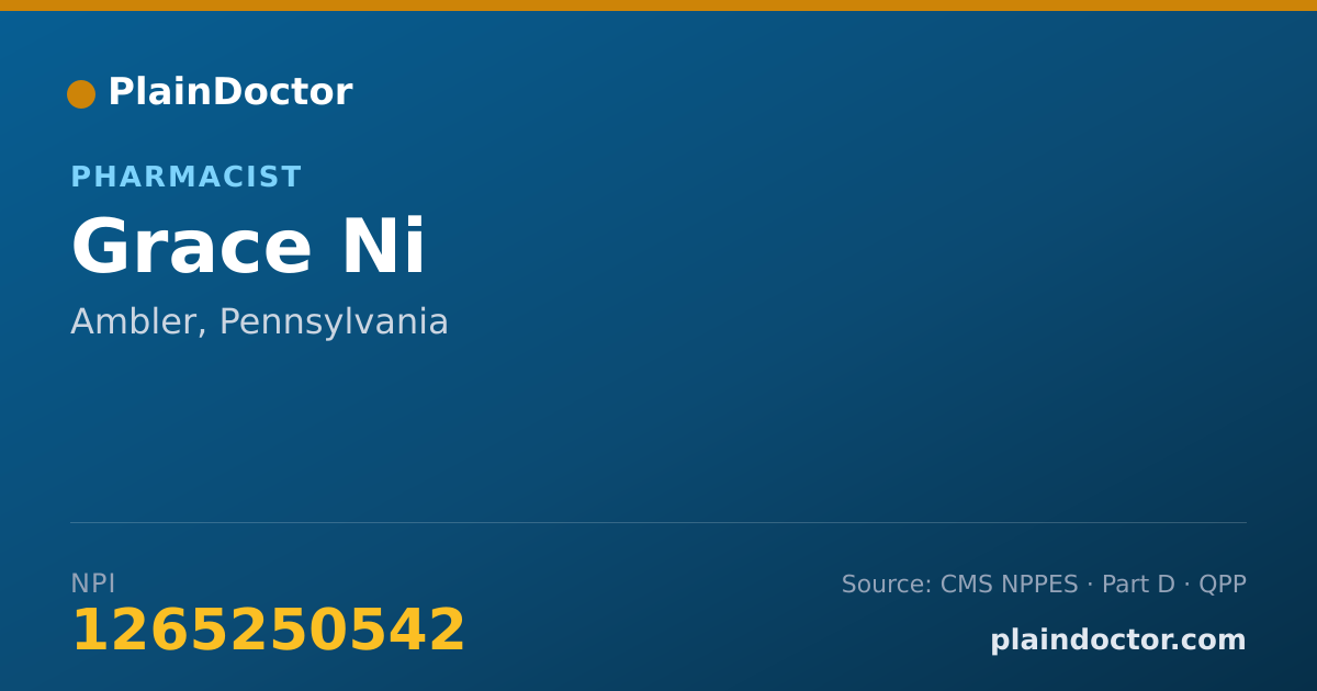 Shareable card for Grace Ni - Pharmacist, Ambler, PA