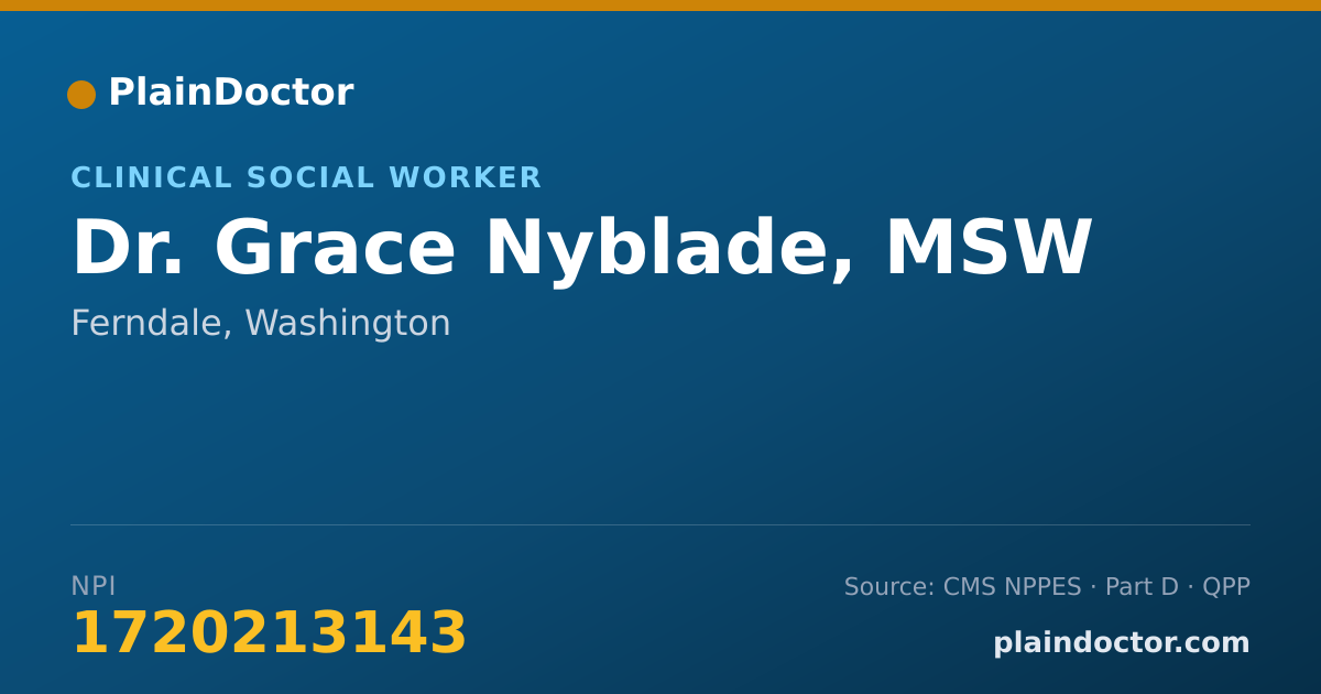 Shareable card for Grace Nyblade, MSW - Clinical Social Worker, Ferndale, WA