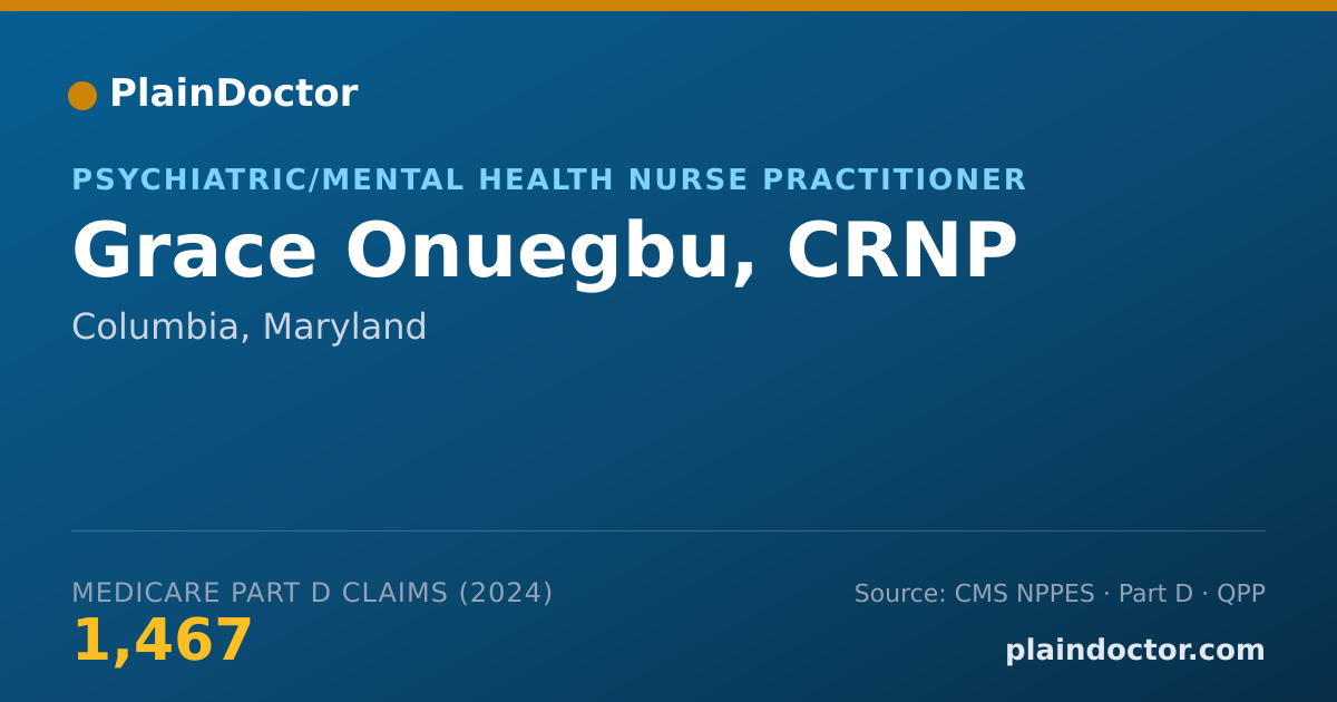 Shareable card for Grace Onuegbu, CRNP - Psychiatric/Mental Health Nurse Practitioner, Columbia, MD