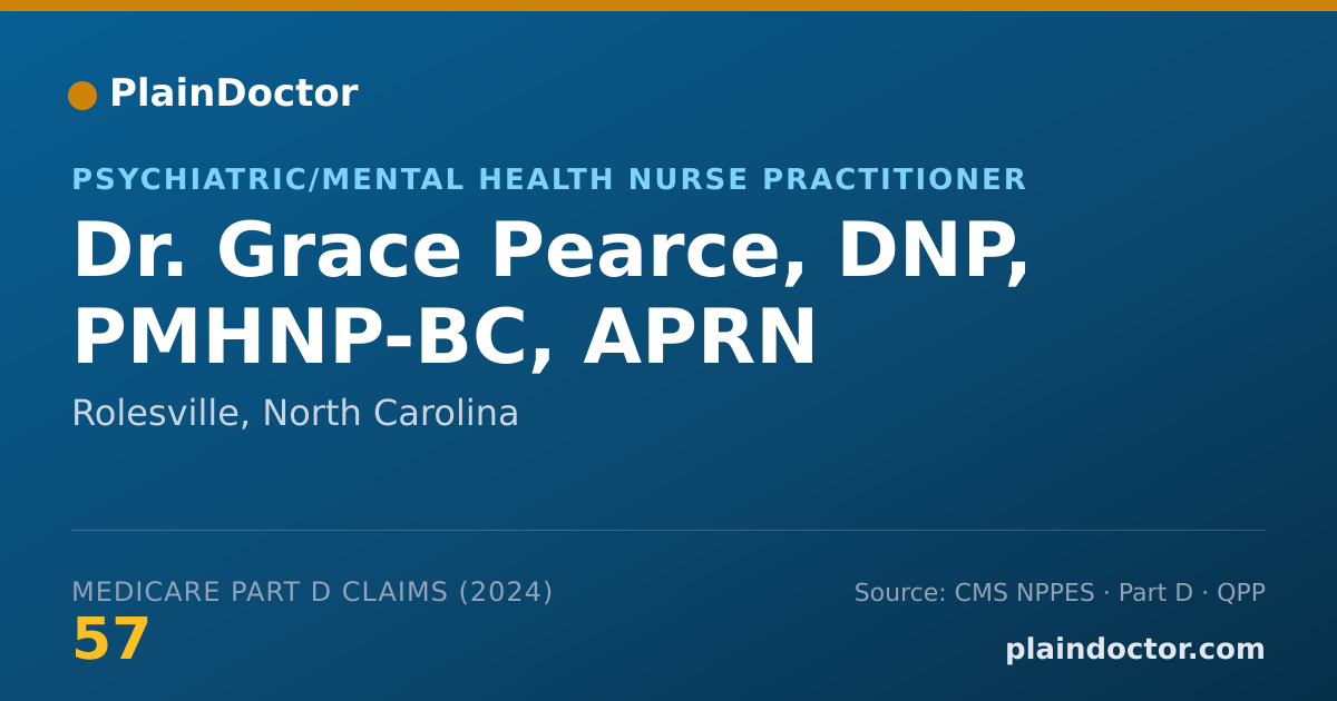 Shareable card for Grace Pearce, DNP, PMHNP-BC, APRN - Psychiatric/Mental Health Nurse Practitioner, Rolesville, NC