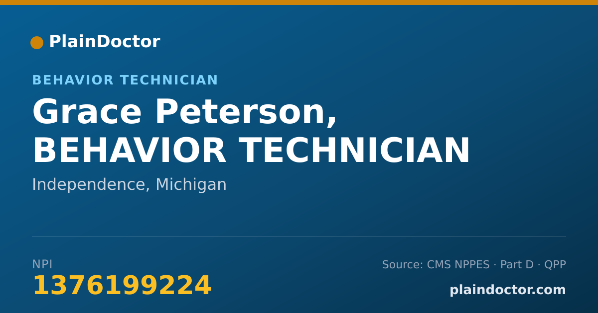 Shareable card for Grace Peterson, BEHAVIOR TECHNICIAN - Behavior Analyst, Independence, MI