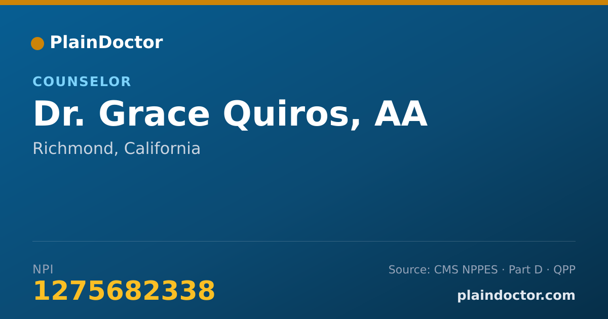 Shareable card for Grace Quiros, AA - Counselor, Richmond, CA