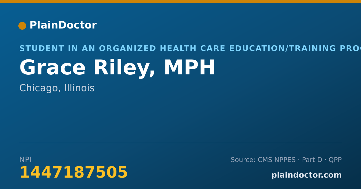 Shareable card for Grace Riley, MPH - Intermediate Emergency Medical Technician, Chicago, IL