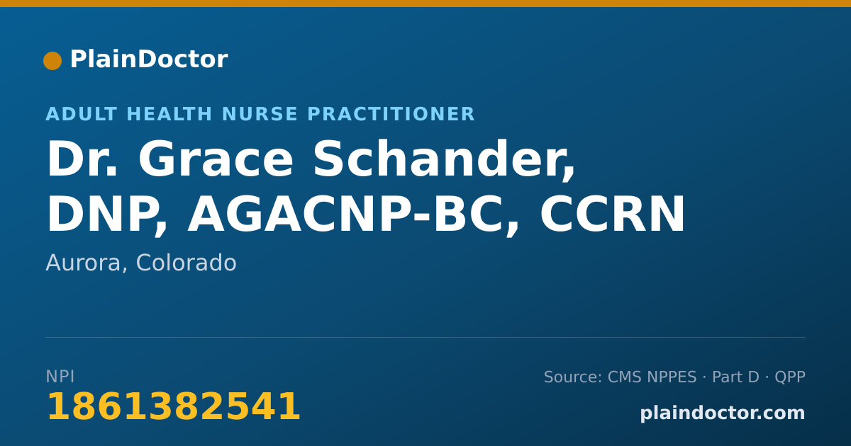 Shareable card for Grace Schander, DNP, AGACNP-BC, CCRN - Adult Health Nurse Practitioner, Aurora, CO