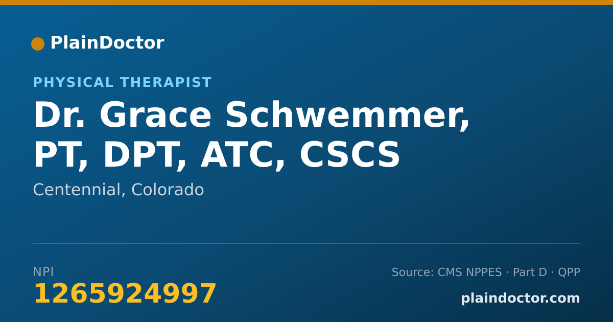 Shareable card for Grace Schwemmer, PT, DPT, ATC, CSCS - Physical Therapist, Centennial, CO