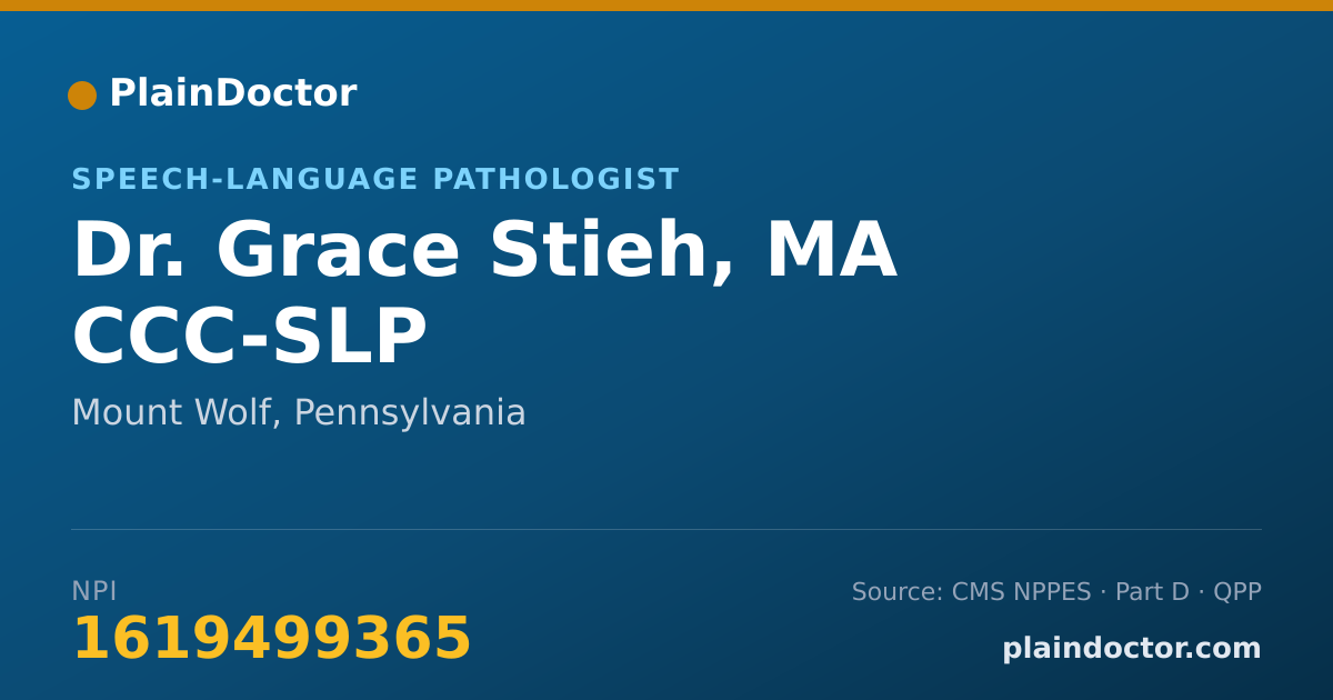 Shareable card for Grace Stieh, MA CCC-SLP - Speech-Language Pathologist, Mount Wolf, PA