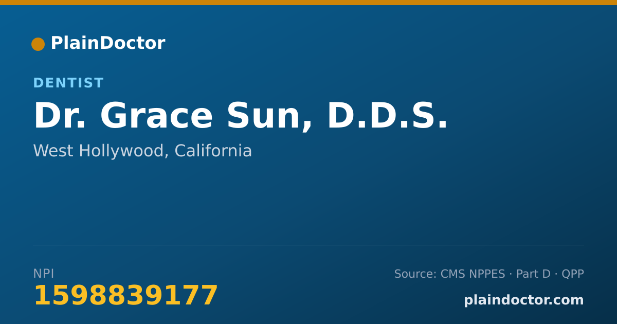 Shareable card for Grace Sun, D.D.S. - Dentist, West Hollywood, CA