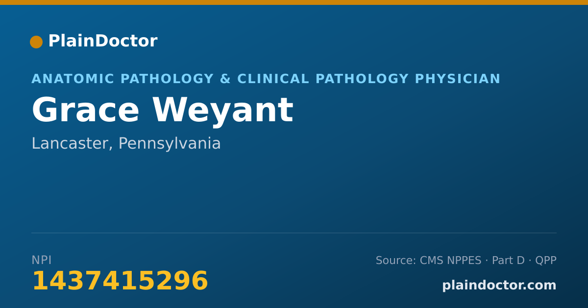 Shareable card for Grace Weyant - Anatomic Pathology & Clinical Pathology Physician, Lancaster, PA