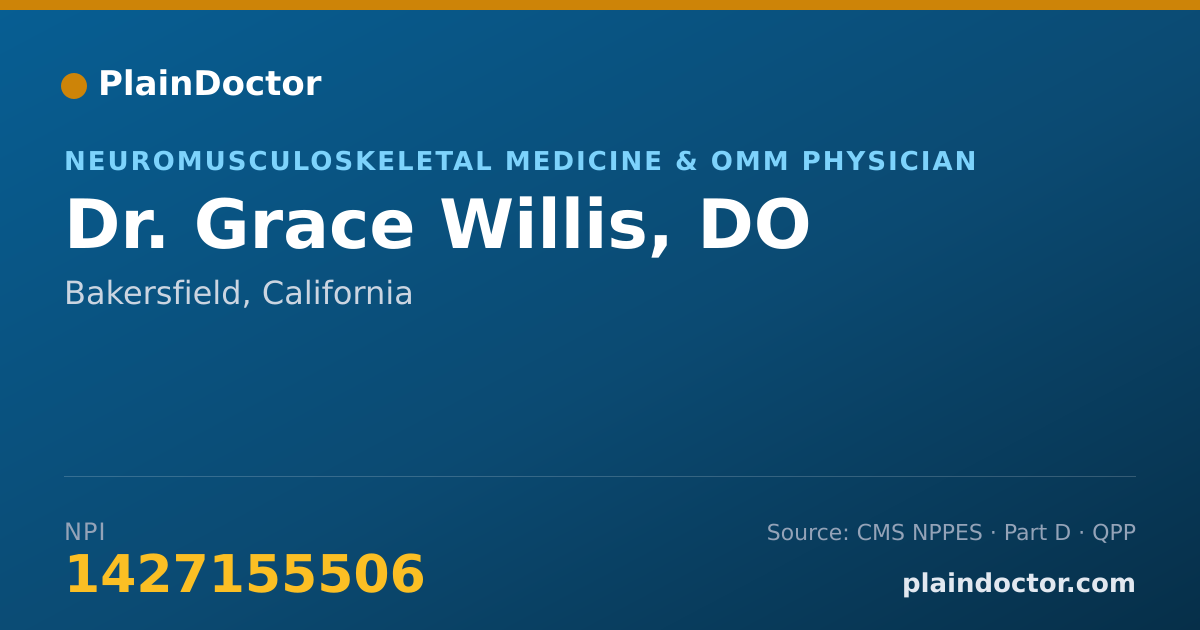Shareable card for Grace Willis, DO - Neuromusculoskeletal Medicine & OMM Physician, Bakersfield, CA