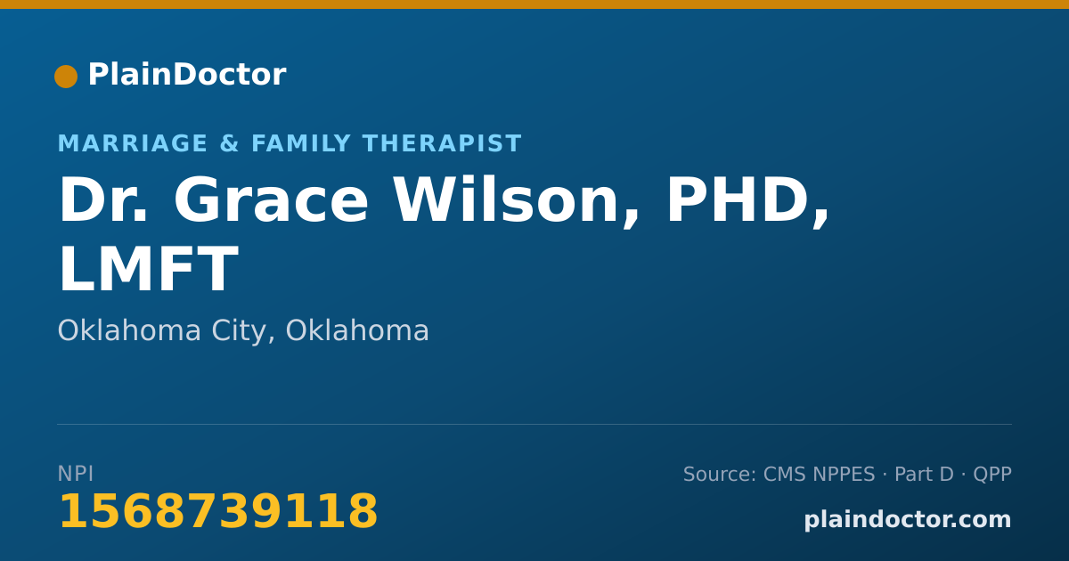 Shareable card for Grace Wilson, PHD, LMFT - Marriage & Family Therapist, Oklahoma City, OK